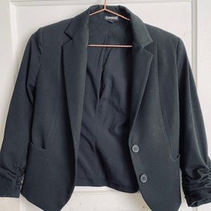 Express Ruched Sleeve Black Blazer Jacket Sz 2
